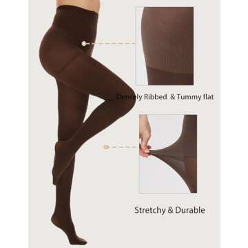 CozyWow Women's Semi Opaque Tights 80 Denier High Waist Control Top Pantyhose Soft and Elastic (Coff...