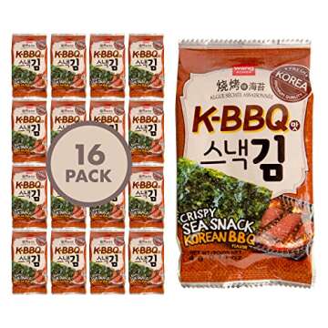 Wang Korean Seaweed Snack, Olive Oil with Green Tea and K-BBQ
