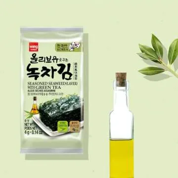 Wang Korean Seaweed Snack, Olive Oil with Green Tea and K-BBQ
