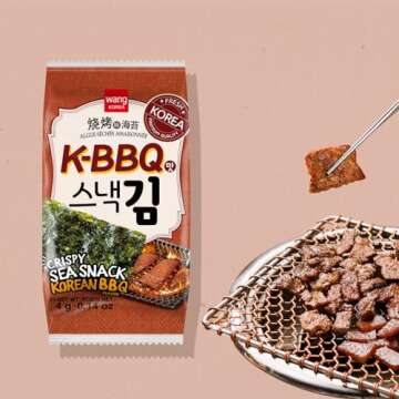 Wang Korean Seaweed Snack, Olive Oil with Green Tea and K-BBQ