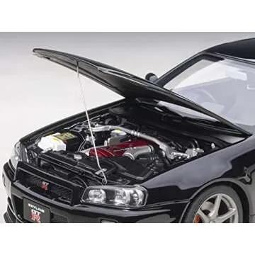 Skyline GT-R (R34) V-Spec II RHD (Right Hand Drive) Black Pearl 1/18 Model Car by Autoart 77407