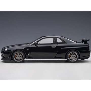 Skyline GT-R (R34) V-Spec II RHD (Right Hand Drive) Black Pearl 1/18 Model Car by Autoart 77407
