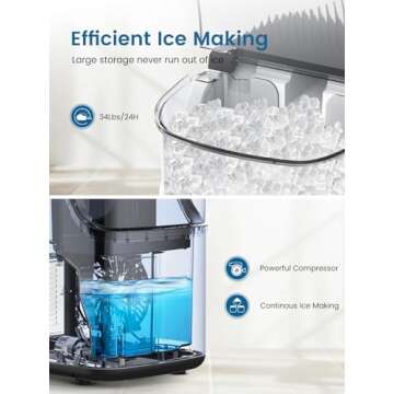 COWSAR Nugget Ice Makers Countertop, Soft Chewable Crushed Ice Maker Machine, Portable Pebble Ice Ma...