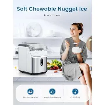COWSAR Nugget Ice Makers Countertop, Soft Chewable Crushed Ice Maker Machine, Portable Pebble Ice Maker Countertop, 34Lbs/Day, Self-Cleaning, One-Button Operation Ice Machine for Home Kitchen Party