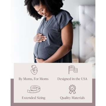 Kindred Bravely Universal 3-in-1 Labor and Delivery Gown for Hospital, Postpartum Nursing (Grey Heather, XL-XXL)