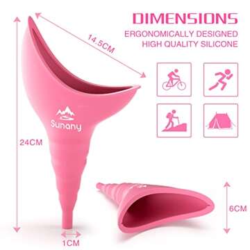 Sunany Female Urinal, Female Urinal with Silicone Funnel, Portable for Standing Female, Reusable Uri...