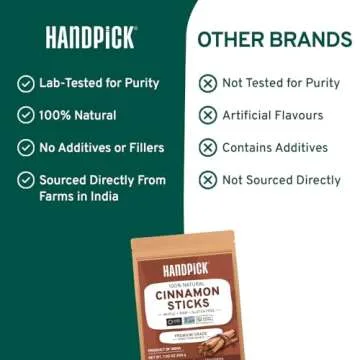 HANDPICK, Cinnamon Sticks (7 oz) 100% Raw, Non-GMO, Gluten-Free | Premium Quality | Resealable Ziplock Pouch | Perfect for Baking, Cooking & Beverages