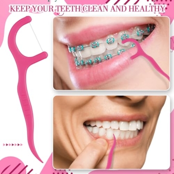 Baderke 200 Count Hot Pink Dental Floss Picks for Easy Care