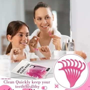 Baderke 200 Count Hot Pink Dental Floss Picks for Easy Care