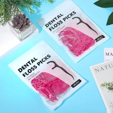 Baderke 200 Count Hot Pink Dental Floss Picks for Easy Care