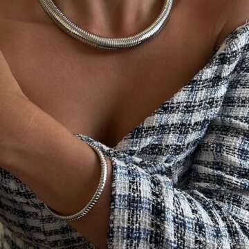 Awinesn Gold Bangles for Women Chunky Stretch Bangles Bracelets Set 18K Gold Plated Stainless Steel ...