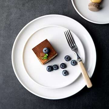 AmorArc Ceramic Dinner Plates Set of 6,10.5 inch Large Stoneware plates for Kitchen,Dinnerware Dishes set- Microwave,Dishwasher Safe,Scratch Resistant-White