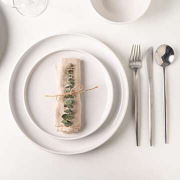 AmorArc Ceramic Dinner Plates Set of 6,10.5 inch Large Stoneware plates for Kitchen,Dinnerware Dishes set- Microwave,Dishwasher Safe,Scratch Resistant-White