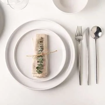 AmorArc Ceramic Dinner Plates Set of 6,10.5 inch Large Stoneware plates for Kitchen,Dinnerware Dishes set- Microwave,Dishwasher Safe,Scratch Resistant-White