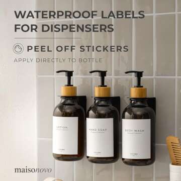 MaisoNovo Waterproof Labels for Bottles Modern Design - 6pc Mix Pack