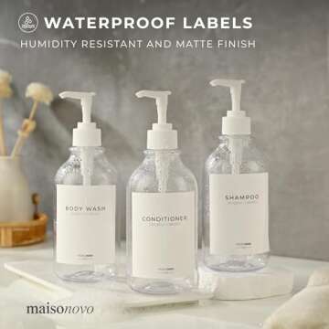 MaisoNovo Waterproof Labels for Bottles Modern Design - 6pc Mix Pack
