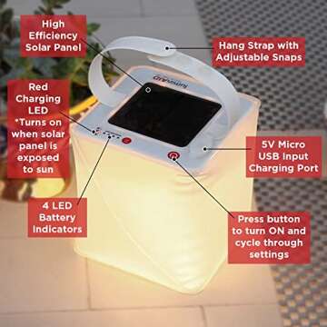LuminAID Solar Camping Lantern - Inflatable LED Lamp Perfect for Camping, Hiking, Travel and More - Emergency Light for Power Outages, Hurricane, Survival Kits - As Seen on Shark Tank