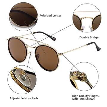 Stylish JIM HALO Polarized Round Sunglasses for All