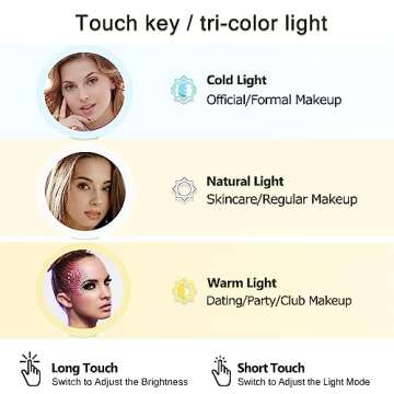 MIYADIVA 20X Magnifying Mirror with Light, Travel Magnifying Mirror, 1X/20X Vanity Mirror with Light, Adjustable Handle Travel Makeup Mirror, Touch Switch Light up Mirror for Plucking Eyebrows