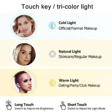 MIYADIVA 20X Magnifying Mirror with Light, Travel Magnifying Mirror, 1X/20X Vanity Mirror with Light, Adjustable Handle Travel Makeup Mirror, Touch Switch Light up Mirror for Plucking Eyebrows