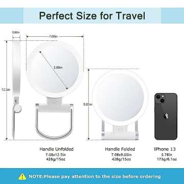 MIYADIVA 20X Magnifying Mirror with Light, Travel Magnifying Mirror, 1X/20X Vanity Mirror with Light, Adjustable Handle Travel Makeup Mirror, Touch Switch Light up Mirror for Plucking Eyebrows