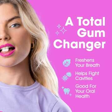 Happy ppl Gum, Chewing Gum, Natural Gum Pack, Xylitol Gum W/Oral Care Benefits, Plant-Based Gum, Sugar-Free & Plastic-Free, Strawberry Lemon Gum, 4 Pack