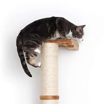 Catastrophic Creations Cat Scratching Post – 4-Tier Cat Wall Scratcher – Durable Bamboo & Sisal Cat Scratcher Post – Hand-Crafted Cat Scratching Posts for Indoor Cats – Modern Cat Furniture-