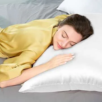 100% Mulberry Silk Pillowcase for Hair and Skin, 25Momme Soft&Smooth, Both Sides Premium Grade 6A Silk Pillow Cover for Women Mom Men (White| 25mm, Standard 20''×26'')