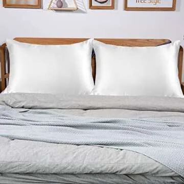 100% Mulberry Silk Pillowcase for Hair and Skin, 25Momme Soft&Smooth, Both Sides Premium Grade 6A Silk Pillow Cover for Women Mom Men (White| 25mm, Standard 20''×26'')