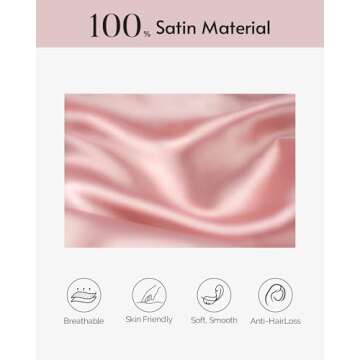 Yanideer Satin Pillowcase for Hair & Skin Travel Elastic Band Cooling Satin Pillowcases - Satin Pillow Case Cover Pillow Cases Standard Size Queen, Blush Pink