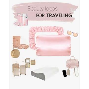 Yanideer Satin Pillowcase for Hair & Skin Travel Elastic Band Cooling Satin Pillowcases - Satin Pillow Case Cover Pillow Cases Standard Size Queen, Blush Pink