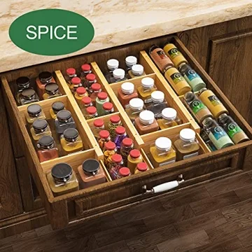 Adjustable Bamboo Drawer Organizers for Kitchen and Office