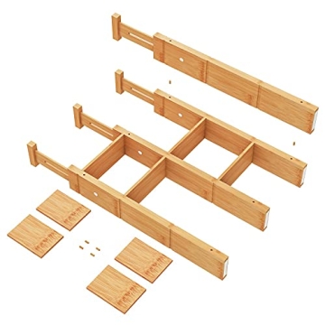 Adjustable Bamboo Drawer Organizers for Kitchen and Office