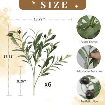 Leftover 6PCS 18Inch Faux Olive Branches for Vase,Artificial Olive Tree Branches,Fake Plants,Greener...