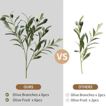 Leftover 6PCS 18Inch Faux Olive Branches for Vase,Artificial Olive Tree Branches,Fake Plants,Greenery Stems,Eucalyptus Stems,Green Leaves for Centerpieces Decoration,Home Decor,Coffee Table Decor