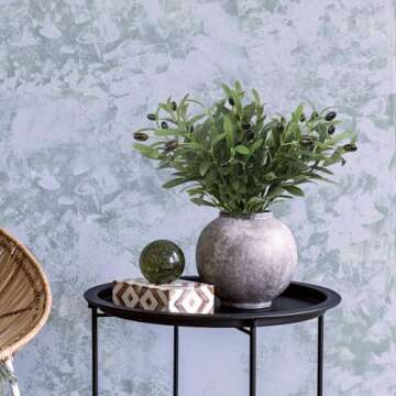 Leftover 6PCS 18Inch Faux Olive Branches for Vase,Artificial Olive Tree Branches,Fake Plants,Greenery Stems,Eucalyptus Stems,Green Leaves for Centerpieces Decoration,Home Decor,Coffee Table Decor