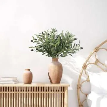 Leftover 6PCS 18Inch Faux Olive Branches for Vase,Artificial Olive Tree Branches,Fake Plants,Greenery Stems,Eucalyptus Stems,Green Leaves for Centerpieces Decoration,Home Decor,Coffee Table Decor