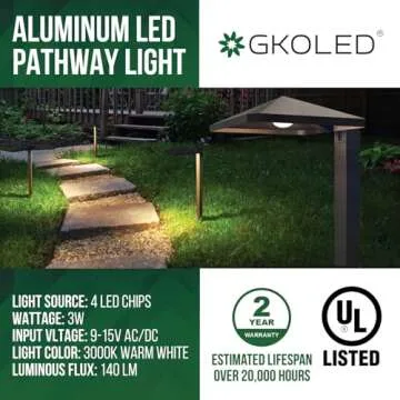 GKOLED 6 Pack Low Voltage Pathway Lights - Waterproof LED Landscape Lighting