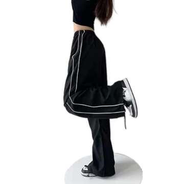 Women's Low Waist Cargo Pants Casual Solid Color Parachute Pants Y2K Low Rise Baggy Jogger Relaxed C...