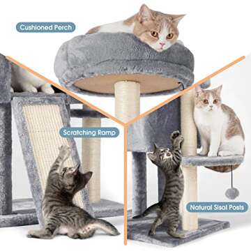TSCOMON 59" Multi-Level Cat Tree Cat Tower for Indoor Cats, Tall Plush Rest Area with Spacious Cat Condos, Scratching Posts with Hammock Basket and Hanging Toy, Cat Furniture with House for Rest & Fun
