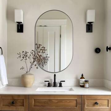 ANDY STAR Black Oval Mirror, 20x33’’ Oval Mirrors for Bathroom, Pill Shaped Mirror, Black Mirror...