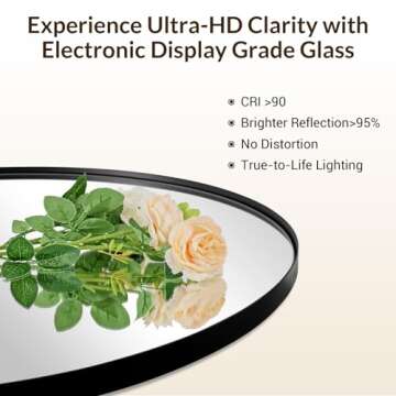 ANDY STAR Black Oval Mirror, 20x33’’ Oval Mirrors for Bathroom, Pill Shaped Mirror, Black Mirror Vanity, Modern Oval Black Mirror for Bathroom Stainless Steel Metal Framed Wall-Mounted Mirrors