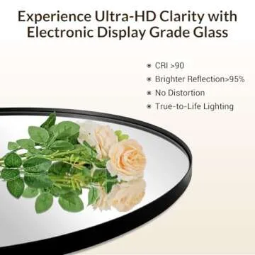 ANDY STAR Black Oval Mirror, 20x33’’ Oval Mirrors for Bathroom, Pill Shaped Mirror, Black Mirror Vanity, Modern Oval Black Mirror for Bathroom Stainless Steel Metal Framed Wall-Mounted Mirrors