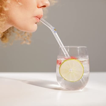 Hand-Blown Flower Design Eco-Friendly Glass Straws