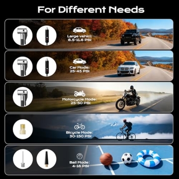 Portable Tire Inflator Air Pump for Car & Bike with LED Light