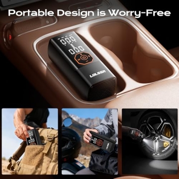 Portable Tire Inflator Air Pump for Car & Bike with LED Light