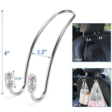 ToBeQueen Bling Car Accessories Set for Women Girl, Bling Head Rest Collars Rings,Bling Dual USB Car...