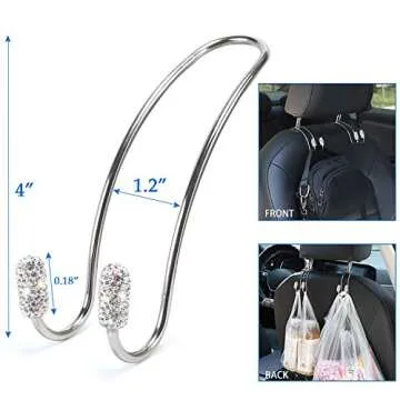 ToBeQueen Bling Car Accessories Set for Women Girl, Bling Head Rest Collars Rings,Bling Dual USB Car...