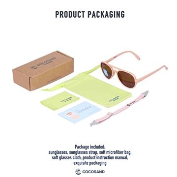 COCOSAND Toddler Sunglasses Pink Retro Aviator UV400