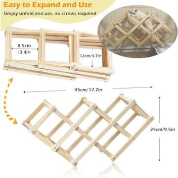 Jevnd Wooden Rat Climbing Toys, Natural Pet Rat Cage Accessories Climbing Ladder, Fancy Rats Enrichm...